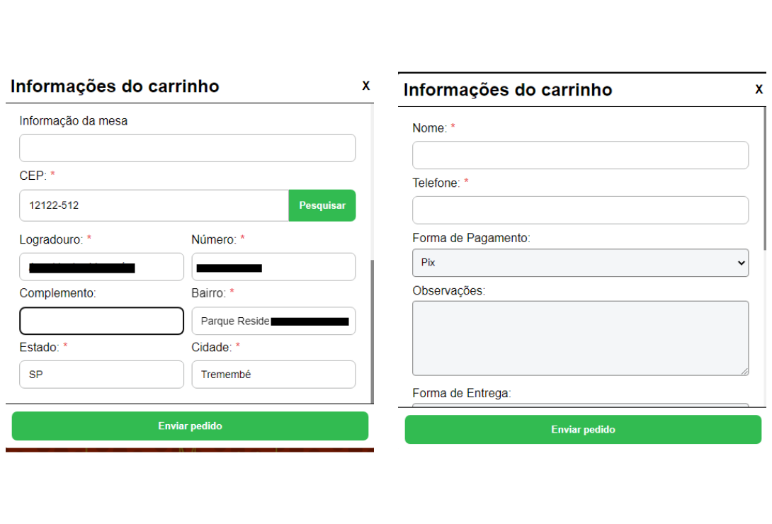 Demonstração Cardápio Digital